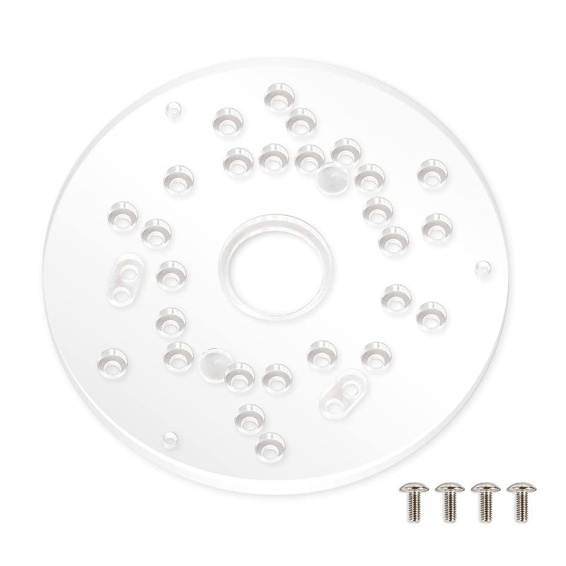 POWERTEC Router Base Plate Acrylic 5-3/4"" w/Screws & Predrilled Holes for Trim & Plunge Routers, Clear Guide Bushing Router Plate, Fits Listed Models Bosch, DeWalt, Makita, Porter Cable & More - 71381 - Image 1